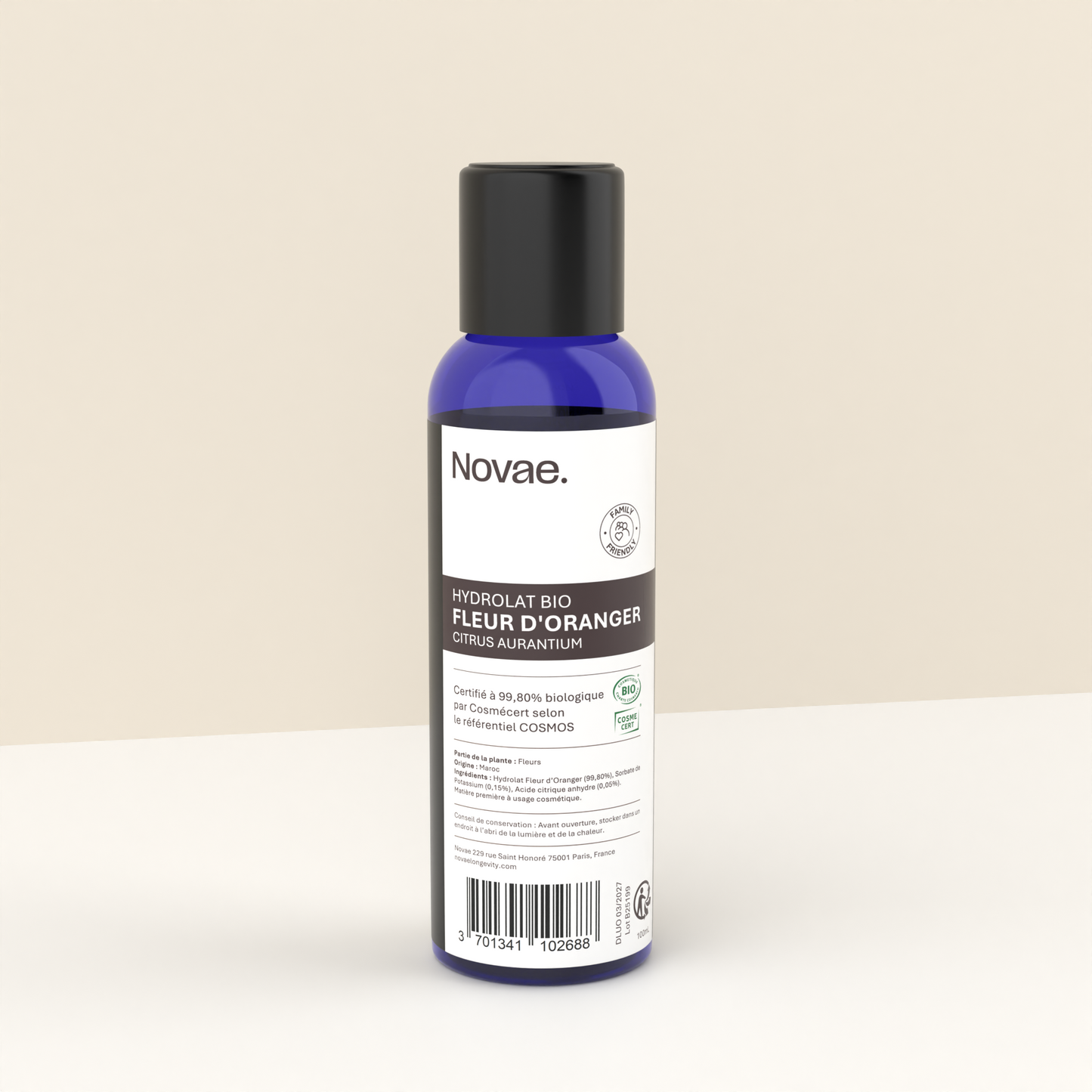 Eau florale douce de fleur d’oranger pour bébé et toute la famille Novae.